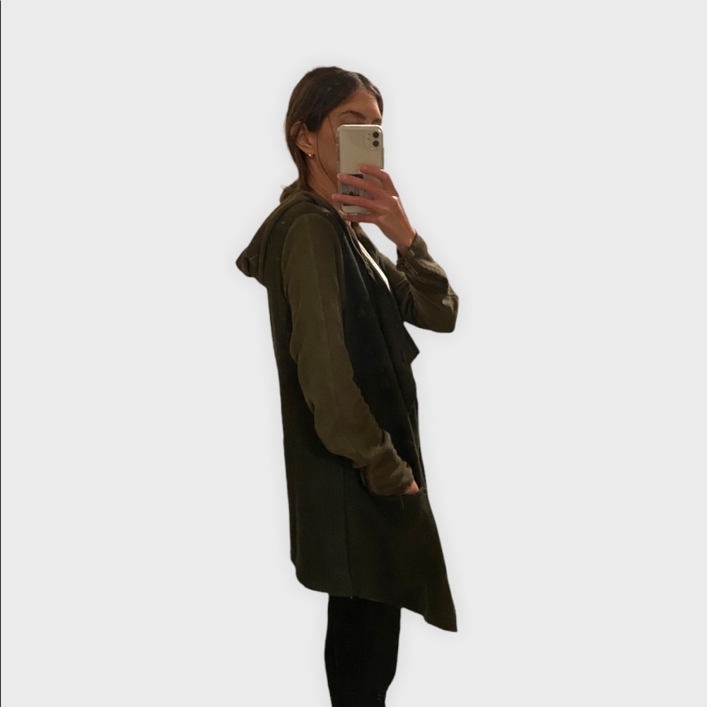 Free People Army Green Cardigan Lightweight Coat - Picture 3 of 10